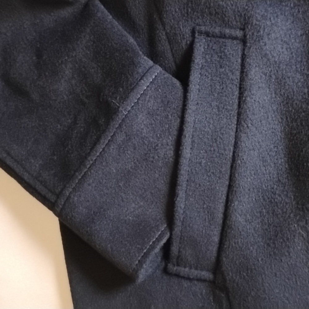 EUC 23ku Merino Wool Cashmere Single Button Hooded Coat Japan 36 S 6 Dark Navy - Picture 8 of 11